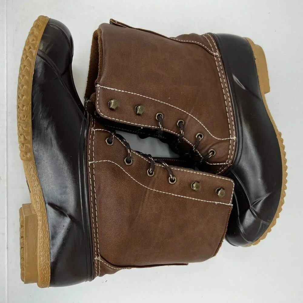Rampage Womens LS024A Dawnie Brown Waterproof Lace Up Size 8 Rain Duck Boots